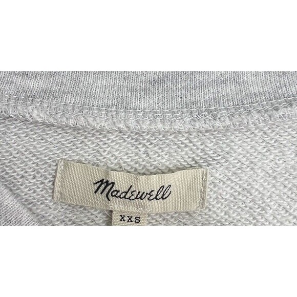 Madewell Sweatshirt Womens 2XS Gray Rainbow Inset Crop Crew Neck Pullover - Picture 10 of 11